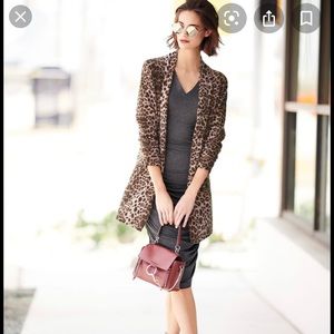 Neumann Marcus animal print cashmere cardigan